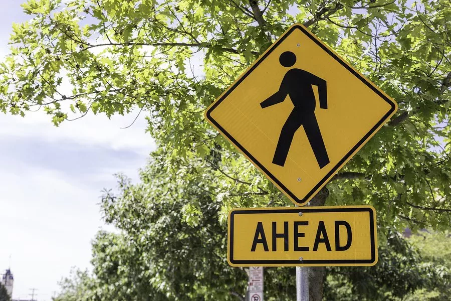 Combined Bicycle/Pedestrian Crossing Fluorescent Yellow-Green Sign